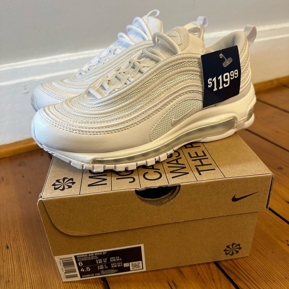 NEW IN BOX Women’s Nike Air Max 97 white on white size 6 / 36.5